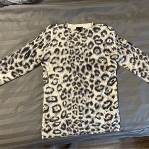 Talbots 100% Cashmere Black and White Animal Print Sweater